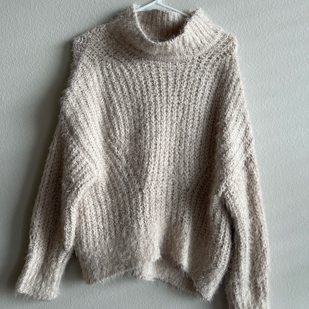 Fluffy turtleneck sweater